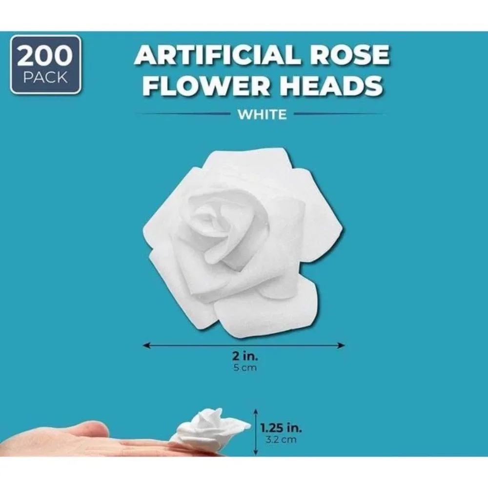 200 White Stemless Roses Flowers Wedding Party Bouquet Craft Decor ~ New